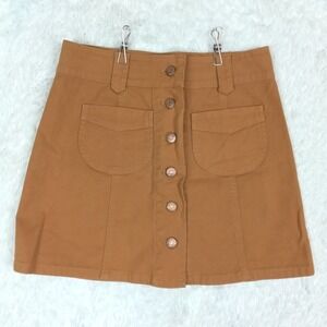 Madewell Womens Skirt Mini Camel Brown Button Front Seamed Cargo‎ Pockets 00